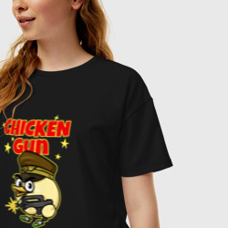 Женская футболка хлопок Oversize Chicken Gun - игра - фото 2
