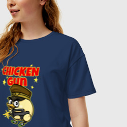 Женская футболка хлопок Oversize Chicken Gun - игра - фото 2