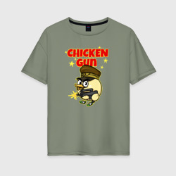 Женская футболка хлопок Oversize Chicken Gun - игра