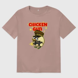 Женская футболка хлопок Oversize Chicken Gun - игра