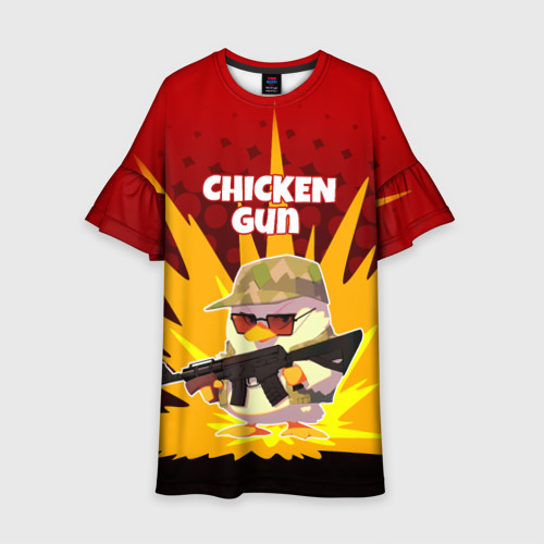 Детское платье 3D с принтом Chicken Gun - спецназ, вид спереди #2