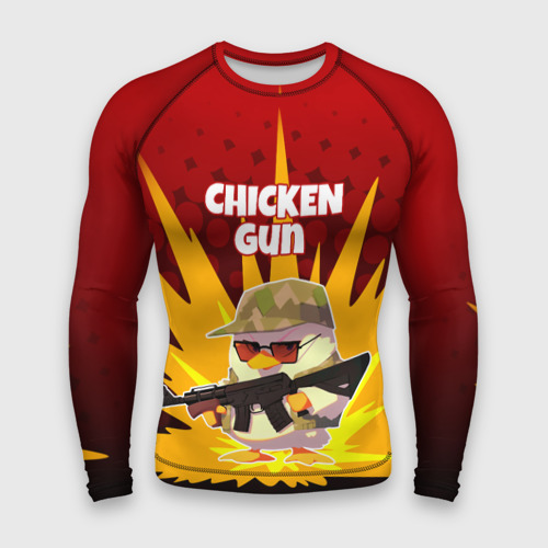Мужской рашгард 3D с принтом Chicken Gun - спецназ, вид спереди #2