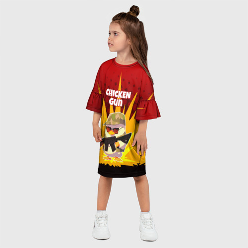 Детское платье 3D с принтом Chicken Gun - спецназ, фото на моделе #1