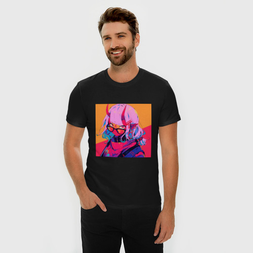 Мужская футболка хлопок Slim Девушка-демон в очках, цвет черный - фото 3