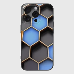 Чехол для iPhone 16 Pro силиконовый с защитой камеры Гексагон