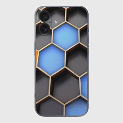 Чехол для iPhone 16 силиконовый с защитой камеры Гексагон