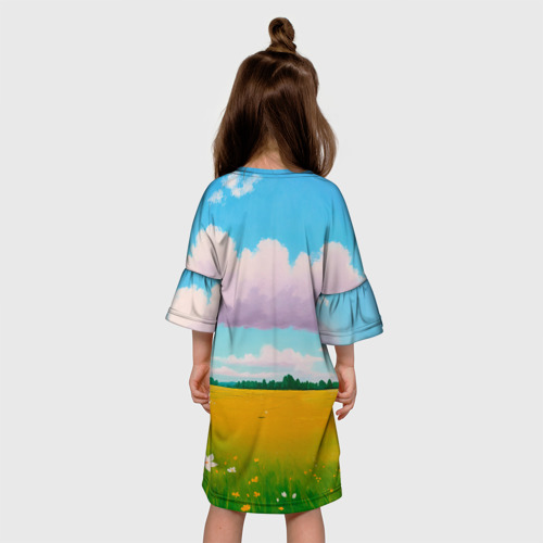 Детское платье 3D Мейн-кун на лугу, цвет 3D печать - фото 5