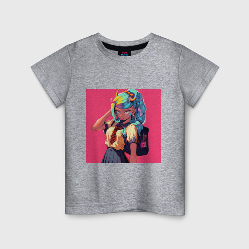 Детская футболка хлопок с принтом Школьница-демон, вид спереди #2