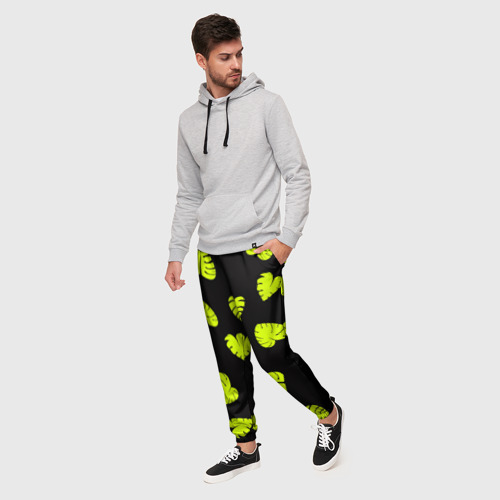 Мужские брюки 3D Листья - Монстера, цвет 3D печать - фото 3