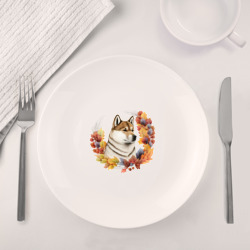 Набор: тарелка + кружка Осень: японская акита - фото 2