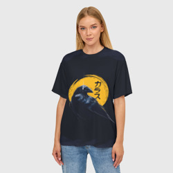 Женская футболка oversize 3D Raven and moon - фото 2