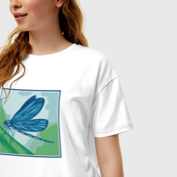 Женская футболка хлопок Oversize Blue dragonfly - фото 2