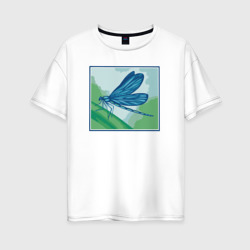 Женская футболка хлопок Oversize Blue dragonfly