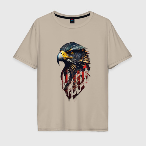 Мужская футболка хлопок Oversize с принтом Беркут хищная птица, вид спереди #2