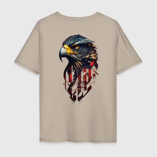 Мужская футболка хлопок Oversize с принтом Беркут хищная птица, вид сзади #1