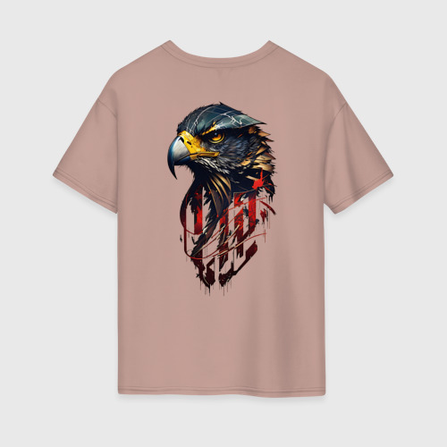 Женская футболка хлопок Oversize Беркут хищная птица, цвет пыльно-розовый - фото 2
