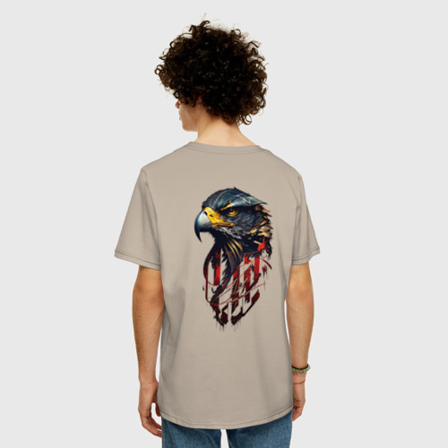 Мужская футболка хлопок Oversize с принтом Беркут хищная птица, вид сзади #2
