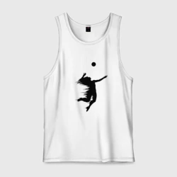 Мужская майка хлопок Черный силуэт девушки волейболистки