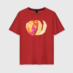Женская футболка хлопок Oversize Геометрическое яблоко