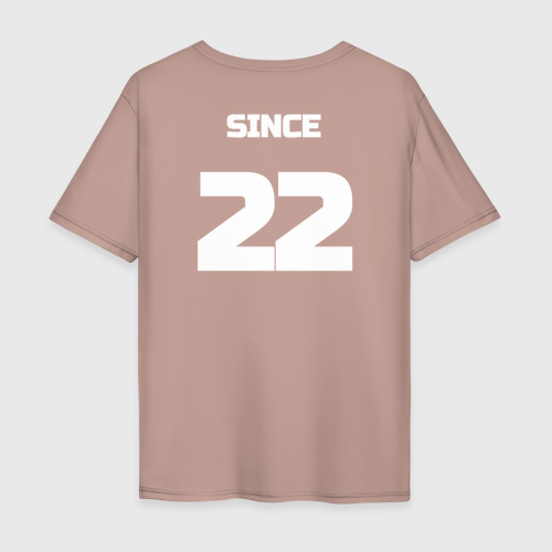 Мужская футболка хлопок Oversize с принтом Together since ХХ22: пара для 3420609 - редактируемая, вид сзади #1