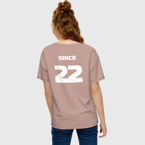 Женская футболка хлопок Oversize с принтом Together since ХХ22: пара для 3420609 - редактируемая, вид сзади #2