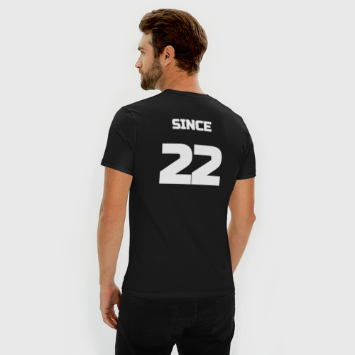 Мужская футболка хлопок Slim Together since ХХ22: редактируемая пара для 3420609, цвет черный - фото 4