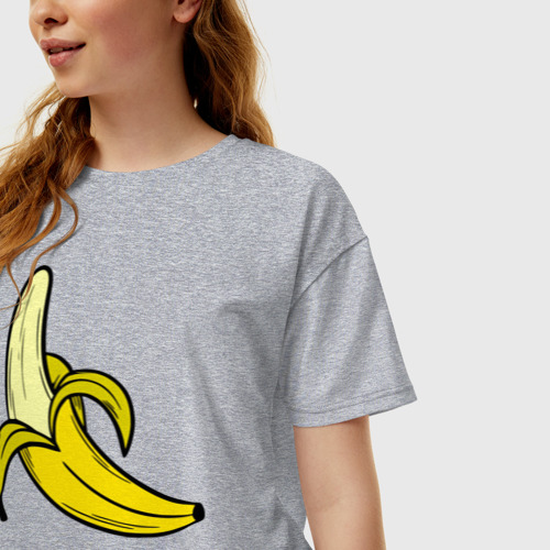 Женская футболка хлопок Oversize Спелый банан, цвет меланж - фото 3