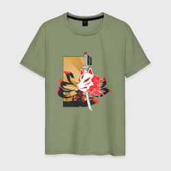Мужская футболка хлопок Nine tailed fox, misaki kitsune