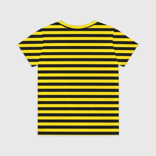 Детская футболка 3D с принтом Черно-желтые осиные полосы, вид сзади #1