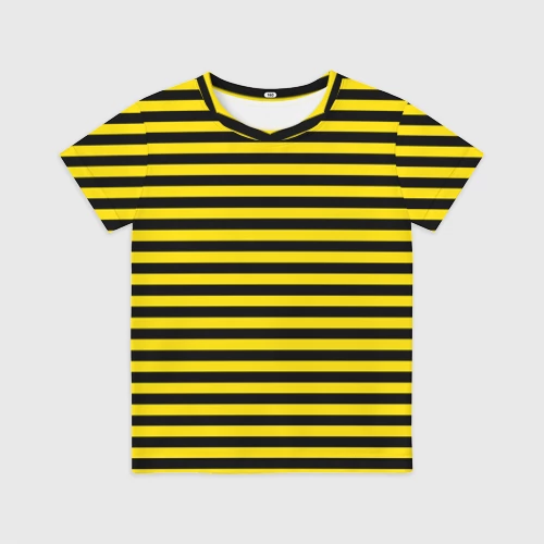 Детская футболка 3D с принтом Черно-желтые осиные полосы, вид спереди #2