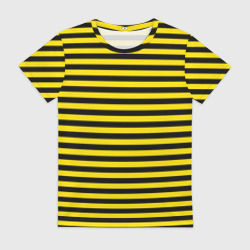Женская футболка 3D Черно-желтые осиные полосы