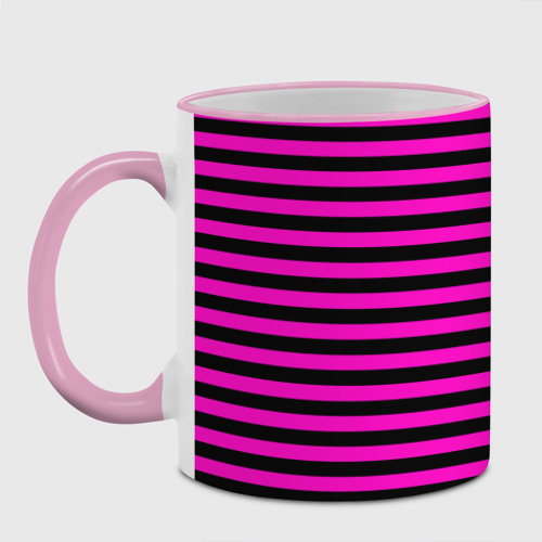 Кружка с полной запечаткой Черно-розовые Эмо полосы, цвет Кант розовый - фото 2
