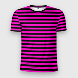 Мужская футболка 3D Slim Черно-розовые Эмо полосы