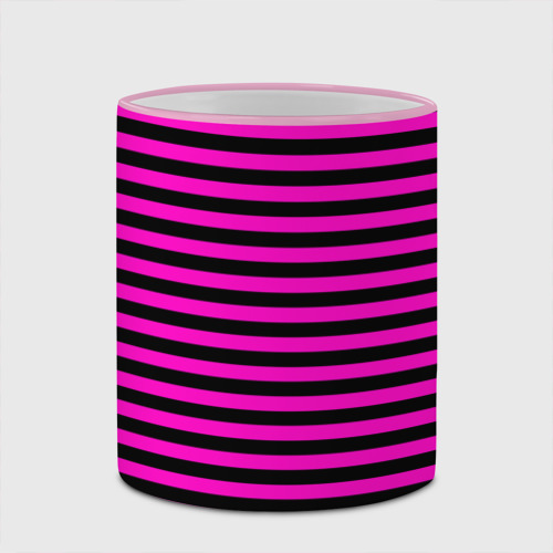 Кружка с полной запечаткой Черно-розовые Эмо полосы, цвет Кант розовый - фото 4