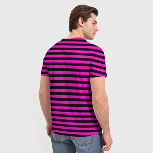Мужская футболка 3D Черно-розовые Эмо полосы, цвет 3D печать - фото 4