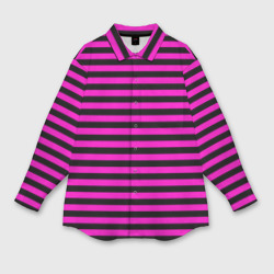 Женская рубашка oversize 3D Черно-розовые Эмо полосы