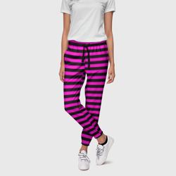 Женские брюки 3D Черно-розовые Эмо полосы - фото 2