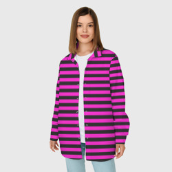 Женская рубашка oversize 3D Черно-розовые Эмо полосы - фото 2