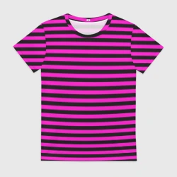 Женская футболка 3D Черно-розовые Эмо полосы