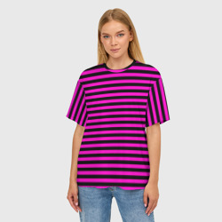 Женская футболка oversize 3D Черно-розовые Эмо полосы - фото 2