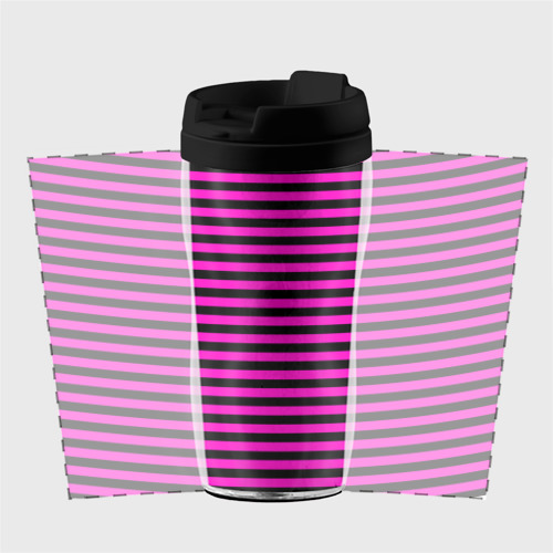 Термокружка-непроливайка Черно-розовые Эмо полосы, цвет черный - фото 2
