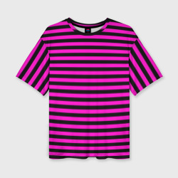 Женская футболка oversize 3D Черно-розовые Эмо полосы