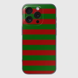 Чехол для iPhone 16 Pro силиконовый с защитой камеры Красно-зеленые полоски