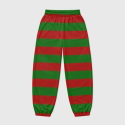 Женские джоггеры оверсайз 3D Красно-зеленые полоски