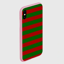 Чехол для iPhone XS Max матовый Красно-зеленые полоски - фото 2