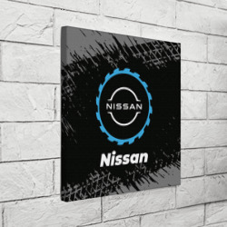 Холст квадратный Nissan в стиле Top Gear со следами шин на фоне - фото 2