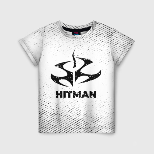 Детская футболка 3D Hitman с потертостями на светлом фоне, цвет 3D печать