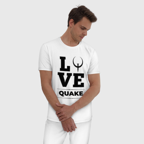 Мужская пижама хлопок Quake love classic, цвет белый - фото 3