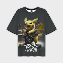 Мужская футболка oversize 3D Пикачу Рок n roll