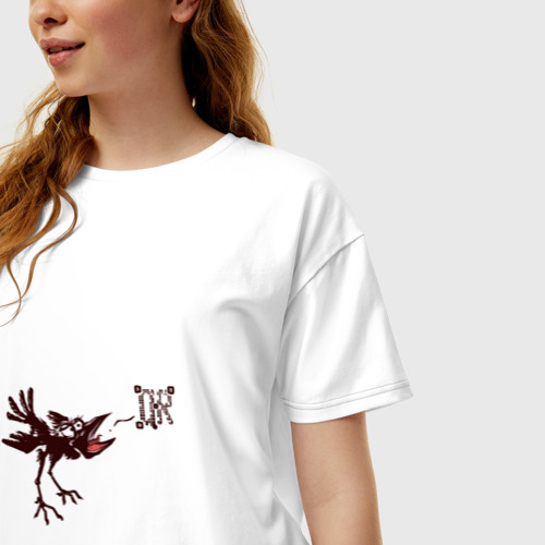 Женская футболка хлопок Oversize Ворона QRкает, цвет белый - фото 3